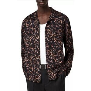 ALLSAINTS Tortoiseshell Print Button Down Long Sleeve Shirt MS097T Men's Medium